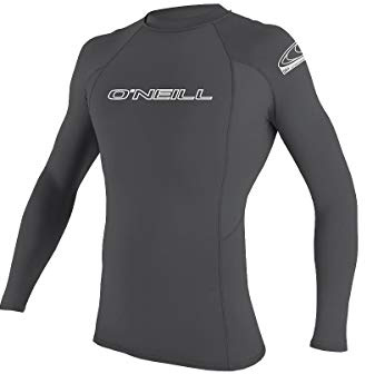 O'Neill Men’s Basic Skins Long Sleeve Rashguard, UPF 50+ Sun and Rash Protection for Surfing and All Outdoor Activities, Smoke, Large