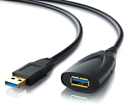 CSL-Computer 5m USB 3.2 Gen1 Repeater Verlängerungskabel Extension Cable aktiv mit Signalverstärkung - Signalverstärker Repeater - Super Speed Verlängerung - schwarz