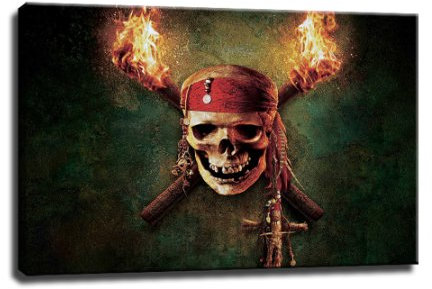 Fluch der Karibik Bild auf Leinwand - 100 x 70 cm - Fertig gerahmte Kunstdruck Bilder als Wandbild - Billiger als Ölbild Gemälde - KEIN Poster oder Plakat