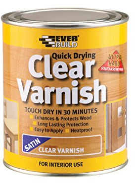 Everbuild – Quick Drying Clear Varnish – Indoor Use – Ideal For Interior Wood – Scratch-Resistant – Satin Finish – 750ml