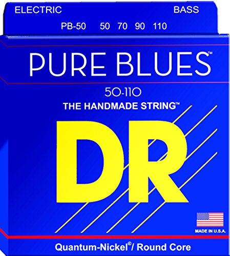 DR Strings Pure Blues PB-50 – E-Bass Saiten, 4-Saiter Set, Quantum Nickel, Rundkern, Heavy 50-110