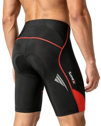 Santic Shorts Cyclisme Homme, Cuissards Rembourrés pour Les Hommes,Short Cycliste Homme Rouge EU XL