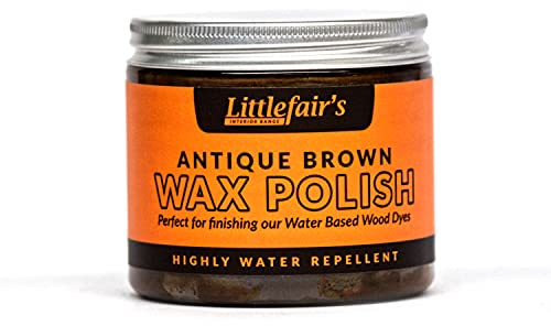 Littlefair's Wax Polish for Wood (200ml Antique Brown) - Non-Toxic, Highly Water Repellent Wood Wax for Furniture