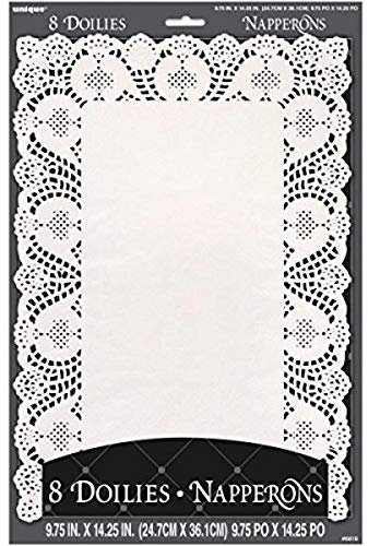 Elegant White Lace Rectangular Placemat Doilies (26cm x 40cm) 8 Count - Perfect for Table Decorations and Home Accents
