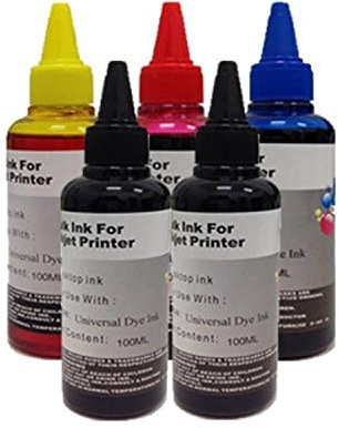 KIT Ricarica cartucce 5 Flaconi 100ml universale inchiostro coroli per Brother, Canon, Epson, HP, LEXMARK, XEROX, DELL.