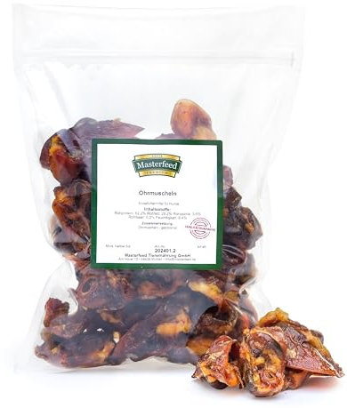 Masterfeed Schweineohrmuscheln, Getrocknet, 100% Natürlich, Kauartikel für Hunde, 500 g