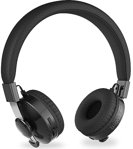 LilGadgets Untangled Pro On-Ear Kids Wireless Headphone for School, Microphone, Volume Limited, SharePort Technology, SoftTouch Padding, Black Bluetooth Headphones