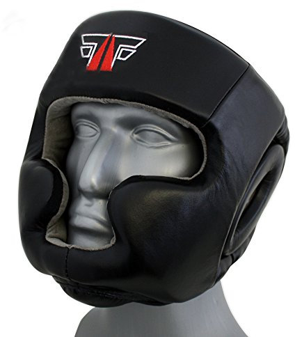 FOX-FIGHT PRO KOPFSCHUTZ Full FACE KOPFSCHUTS HEADGUARD/Leder (schwarz, L/XL)