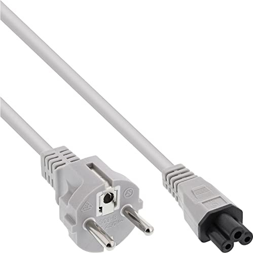 InLine 16656A Netzkabel für Notebook, 3pol Kupplung, grau, 1,8m