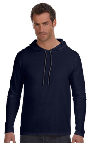 Anvil A987- Maglietta leggera a maniche lunghe con cappuccio Blu navy/grigio scuro. L