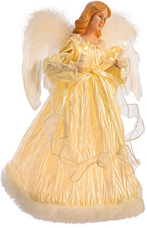 Kurt Adler 10-Light Ivory Angel Treetop, 12-Inch