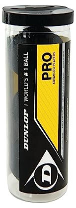 Dunlop Squashbälle Pro doppelGelb, 3 Stück in der Dose, Offizieller Turnier-Squashball, Nicht angegeben, Yellow (or possibly Black)