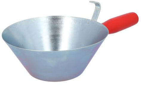 STUBAI Mörtelpfanne verzinkt 180 mm | Profi Gipserpfanne inkl. rotem Holzheft für Putz- und Spachtelarbeiten, Betonarbeiten und zum Fliesenlegen im Innen- als auch im Außenbereich