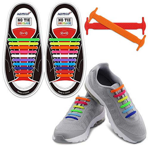 Homar No Tie Lacci per scarpe per bambini e adulti - Impermeabile in silicone elastico piatto Laces Athletic scarpa da corsa con multicolore per Scarpe Sneakerboots bordo e scarpe casual (Adult Size Mix Color)
