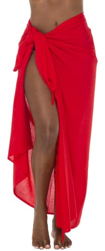 SHU-SHI - Beach Sarong - For Women - Swimsuit Pareo Cover-Up - One Size - Red
