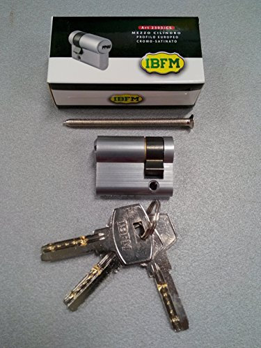 MEZZO CILINDRO EUROPEO IBFM ART. 2303 CROMO OPACO mm 40 CON 3 CHIAVI