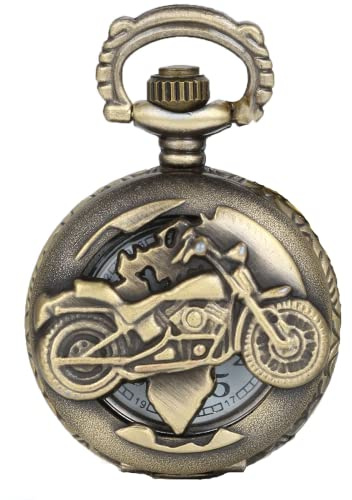JewelryWe Reloj de Bolsillo de los Hombre de la Vendimia, Reloj de Bolsillo Dinámico del Motorista del Esqueleto, Reloj de Bolsillo de la Escala de Digitaces, Muchos Estilos de Relojes de Bolsillo