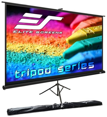 Elite Screens Tripod, 100-Inch 16:9 Portable Projector Screen with Stand– MaxWhite 2, 1.1 Gain, Adjustable Indoor Outdoor Pull Up Projection Screen for Home Theater, Office & Classroom, T100UWH, Black