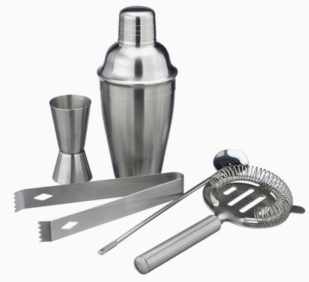 Coffret Cocktail en Inox Avec Shaker - 5 Accessoires