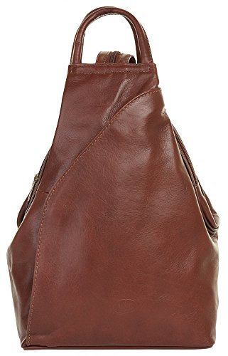 piké Rucksack Echt Leder Damen | Made in Italy, Damenrucksack, Cityrucksack 2in1,Tragegurt verstellbar, Daypack, 4 Reißverschlussfächer | 017450