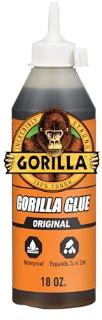 Gorilla Original Gorilla Glue, Brown, Waterproof Polyurethane Glue, 18 Ounce (Pack of 1) - Expands Into Materials, All Purpose