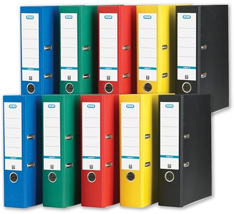 Elba A4 Lever Arch File, Assorted Colours, Pack of 10 Heavy Duty Folders, 80mm