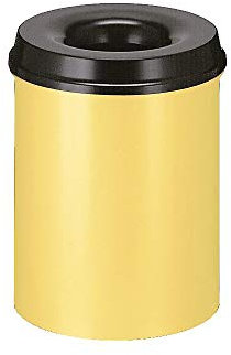 V-Part Selbstlöschender Papierkorb, 15 Liter, gelb-schwarz