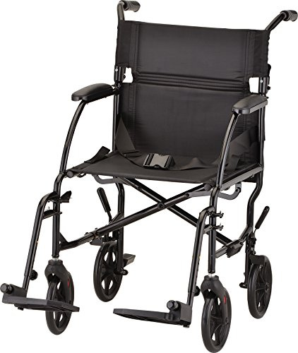 NOVA Ultra Lightweight Transport Wheelchair for Adults, Foldable Travel Wheelchair with 19” Seat Width, Compact Design, Easy to Carry, Black