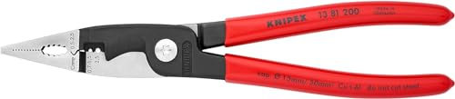 Knipex Pliers for Electrical Installation black atramentized, plastic coated 200 mm (self-service card/blister) 13 81 200 SB