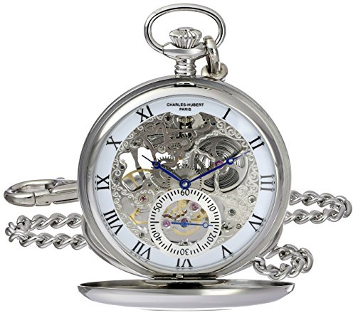Charles-Hubert, Paris 3972-W Premium Collection Analog Display Mechanical Hand Wind Pocket Watch
