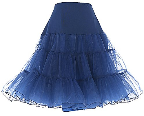 DRESSTELLS 50s Petticoat Skirts, Women Vintage Tutu Underskirt, 1950s Pinup Rockabilly Petty Coat Crinoline 2024, Retro Tulle Half Slip Navy XL