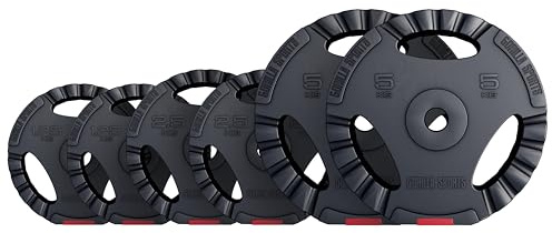 GORILLA SPORTS® viktskivor - singel/set, 1,25 kg, 2,5 kg, 5 kg, 10 kg, 15 kg, 17,5 kg, 27,5 kg, 30 kg vikter, 30/31 mm hål, Tri-Grip, plast - viktskivor, viktskivor set