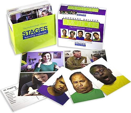 Lang-O-Learn Stages Learning Materials Language Builder Emotion Picture Cards Expressions, Conversation, and Situation Photo Cards for Autism Education, ABA Therapy