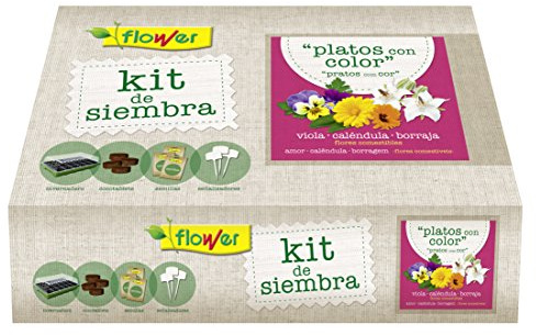 Flower - Kit de Siembra de Flores Comestibles | Cocina Creativa con Viola, Caléndula, Borraja | Jardinería Fácil en Casa, 38x24.5x9.5 cm, Semilla