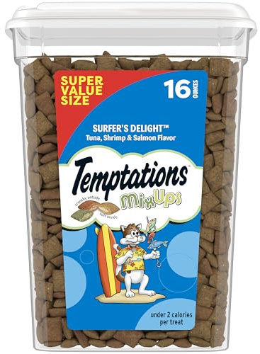 Temptations MixUps Surfer's Delight Flavor Crunchy and Soft Cat Treats, 16 oz. Tub