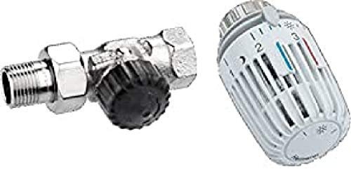 Heimeier HEIMSETD12 Thermosat Set, Ventil 2202 Durchgangsform und Kopf K 7000 DG, 1/2 Zoll