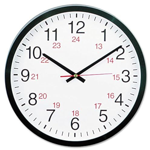 Universal 10441 - 24-Hour Round Wall Clock, 12.5in, Black