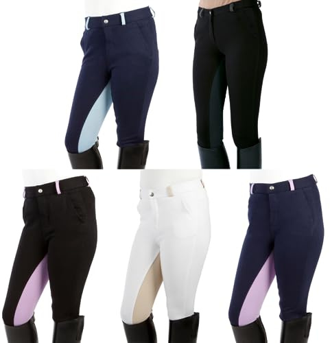 PFIFF Elisa - Pantaloni da Equitazione per Bambini, Bianco (Weiß-Beige), 170