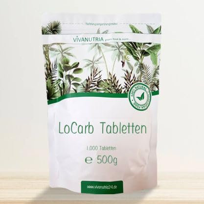 VivaNutria LoCarb, 1000 Tabletten, pflanzlicher Kohlenhydratblocker aus einem Glykoproteinkomplex, 500g