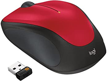 Logitech M235 Wireless Mouse, 2.4 GHz with USB Unifying Receiver, 1000 DPI Optical Tracking, 12 Month Battery, Compatible with PC, Mac, Laptop, Chromebook - Red