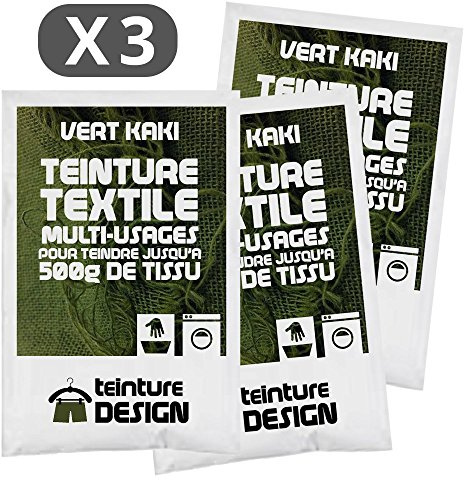 Set de 3 bolsas de tinte textil – Caqui – universal para ropa y telas naturales