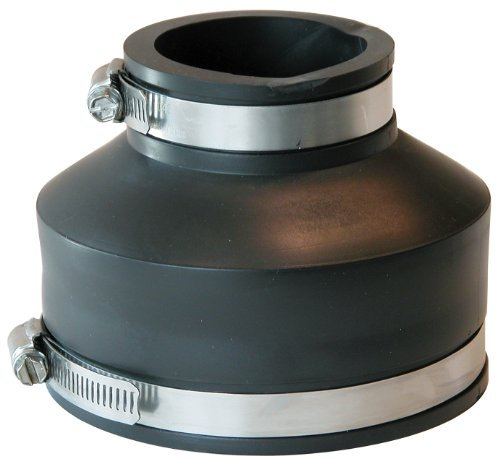 Fernco P1056-42 Flexible PVC Reducing Coupling, Connects 4 Pipe to 2, Black, 4 Inches x 2 Inches