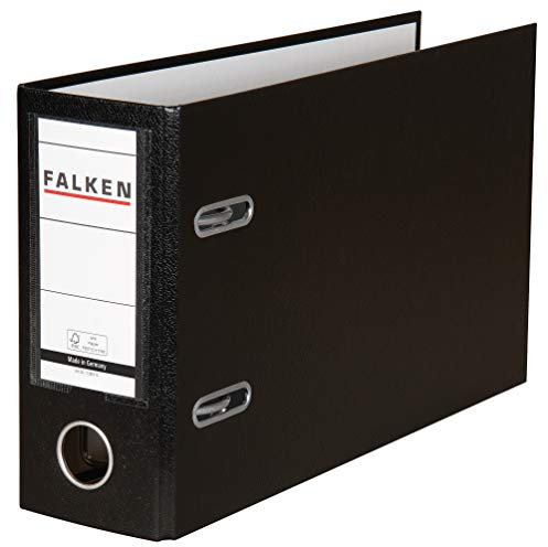 Original Falken PP-Color Kunststoff-Ordner Sonderformat. Made in Germany. 8 cm breit DIN A5 quer mit Wechselfenster schwarz Kontoauszug Ringordner Aktenordner Briefordner Büroordner