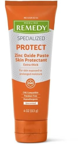 Medline Remedy Specialized Protect Zinc Oxide Paste Skin Protectant 4 oz Tube (Pack of 2 Tubes)