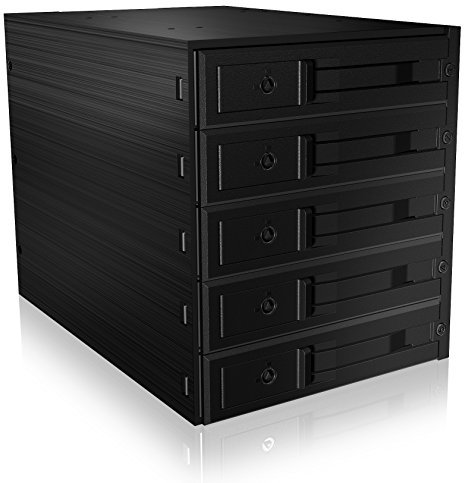 ICY BOX Wechselrahmen Backplane für Festplatten, 5x 3,5 Zoll in 3x 5,25 Zoll Schacht, SATA, Lüfter, Metall, IB-565SSK