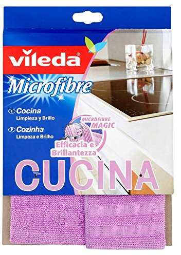 Vileda Panno Microfibra per Cucina con Speciali Bande Abrasive di Nylon, Disincrosta senza Graffiare - 1 Prodotto