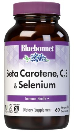 Bluebonnet Beta Carotene C and E Plus Selenium Vegetarian Capsules, 60 Count