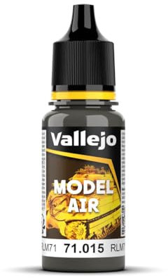 Vallejo Model Air Acrylic Paint RLM71 Dunkelgrün, Matte Finish for Airbrush, 18 ml Bottle with Dropper for Modeling and Miniatures