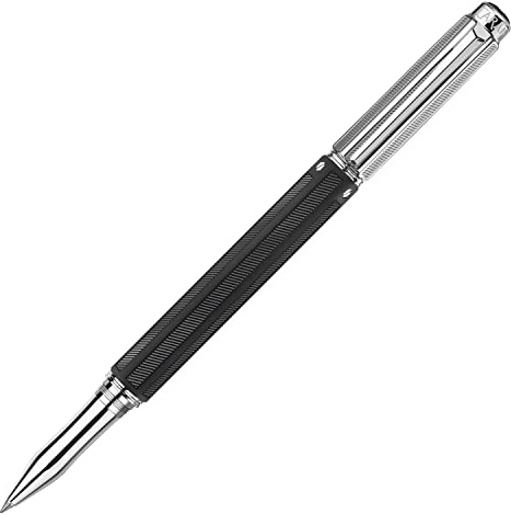 Caran d'Ache Varius Rollerball, aus Kautschuk hergestellt, mit guillochierter Kappe und Clip, Tintenpatrone: F, in schwarz, Maße: 16,8 cm, 4470.085