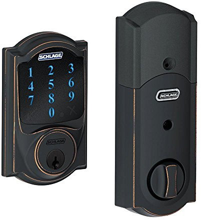 Schlage BE469NXCAM716 Camelot Touchscreen Deadbolt with Nexia Home Intelligence and Alarm, Aged Bronze (Z-Wave)